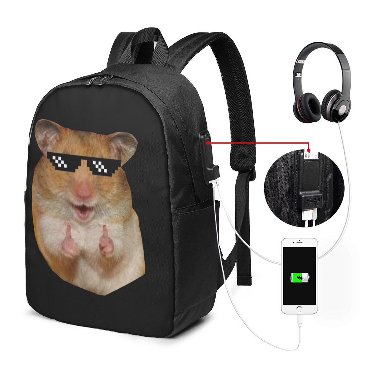 Women'S Bags Travel - Mochila engraçada de hamster, bolsa de