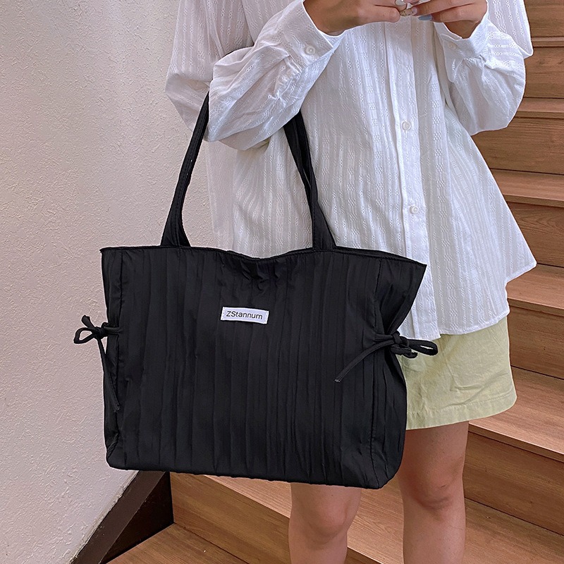Women Bags For Office Use - Bolsa feminina dobrável de nylon listrada