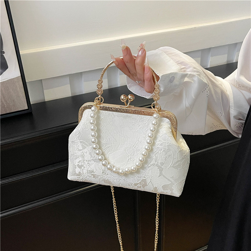 Evening Bag Beaded - Vintage clássico saco de renda pérola
