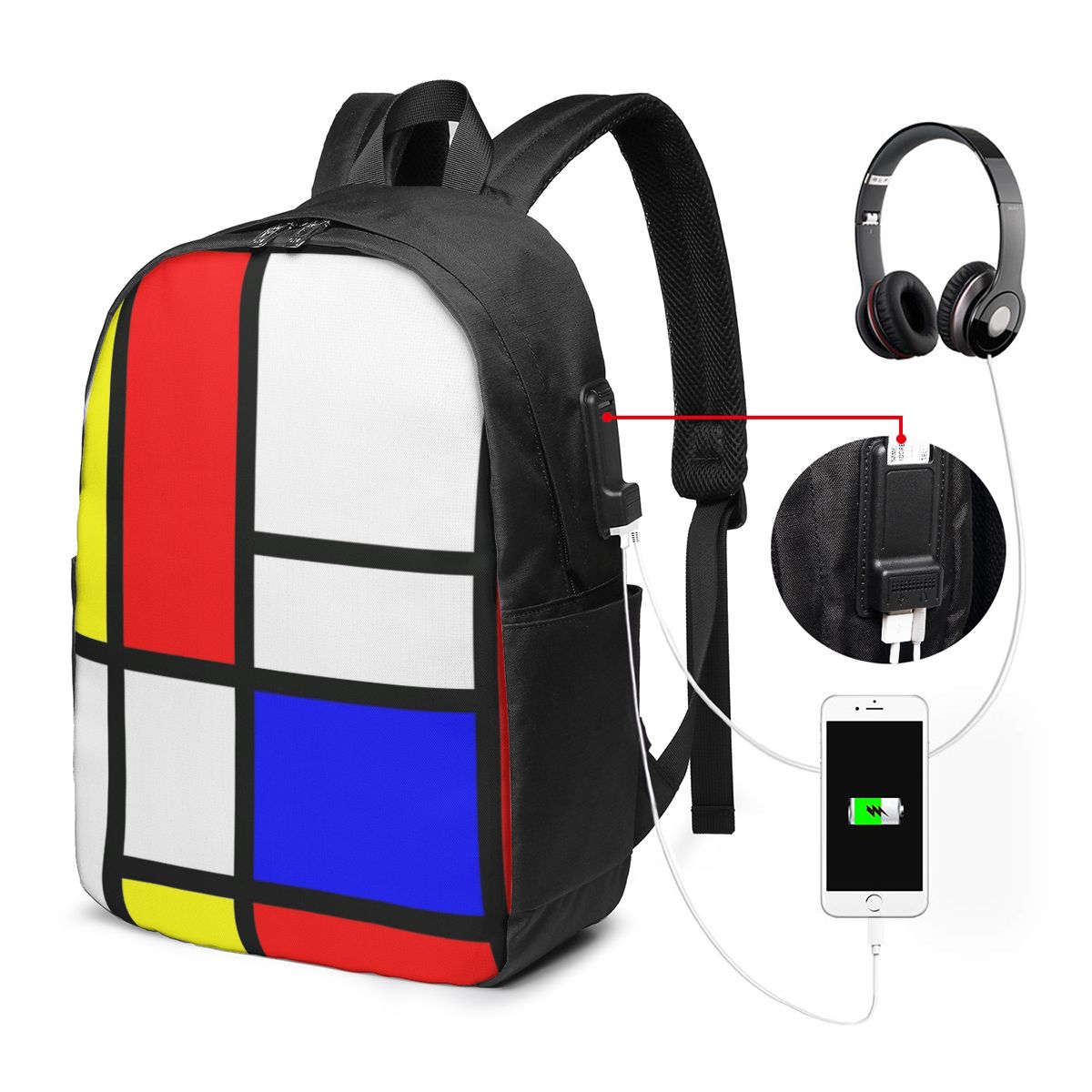 Women'S Bags Travel - Mochila Piet Mondrian Composition para viagem,
