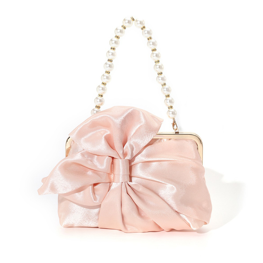 Evening Bag Beaded - Branco cetim grande arco sacos de