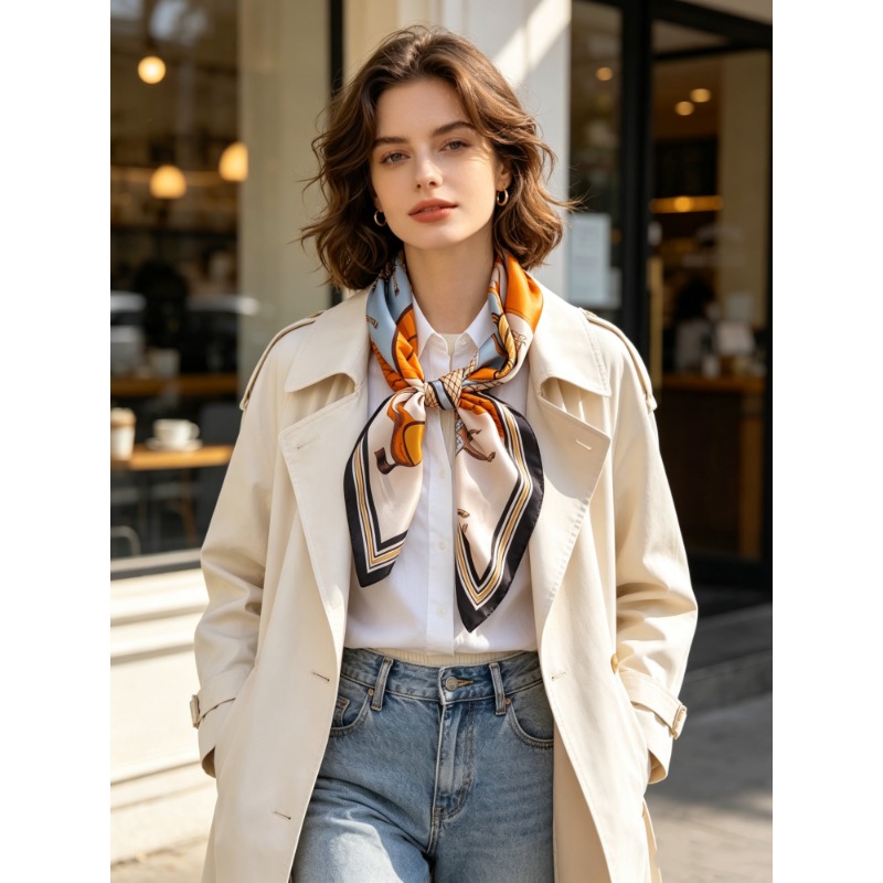 Women'S Retro Bags - Lenço Quadrado de Luxo 100% SEDA