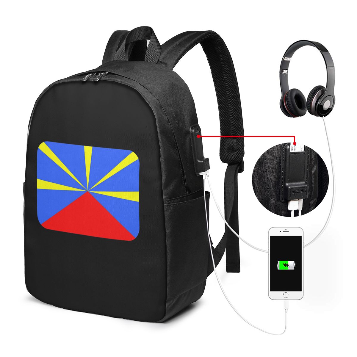 Women'S Bags Travel - Mochila com bandeira da ilha de