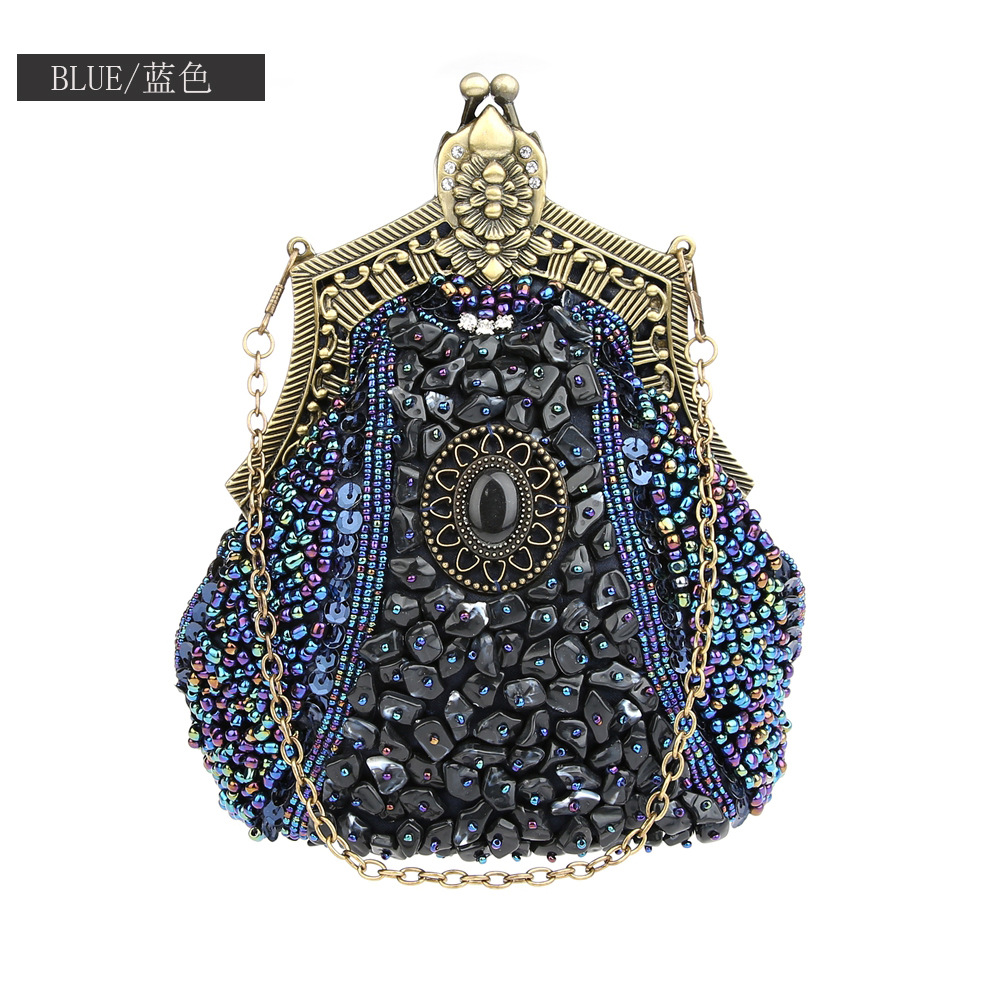 Evening Bag Beaded - Clutch frisada de lantejoulas pérola para
