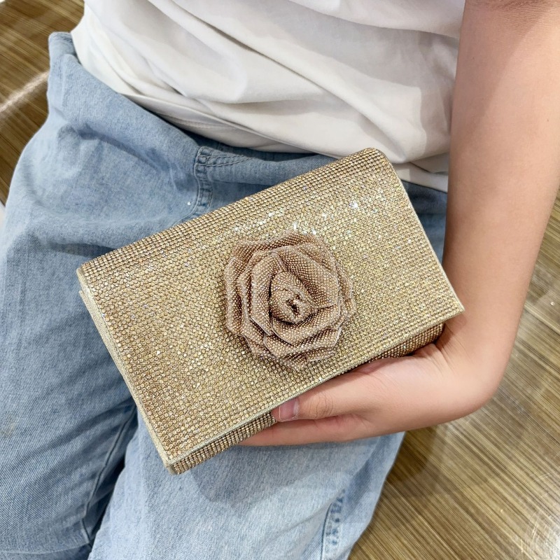 Clutch de Cristal Prateado Des - Evening Bag Beaded avaliação e preço