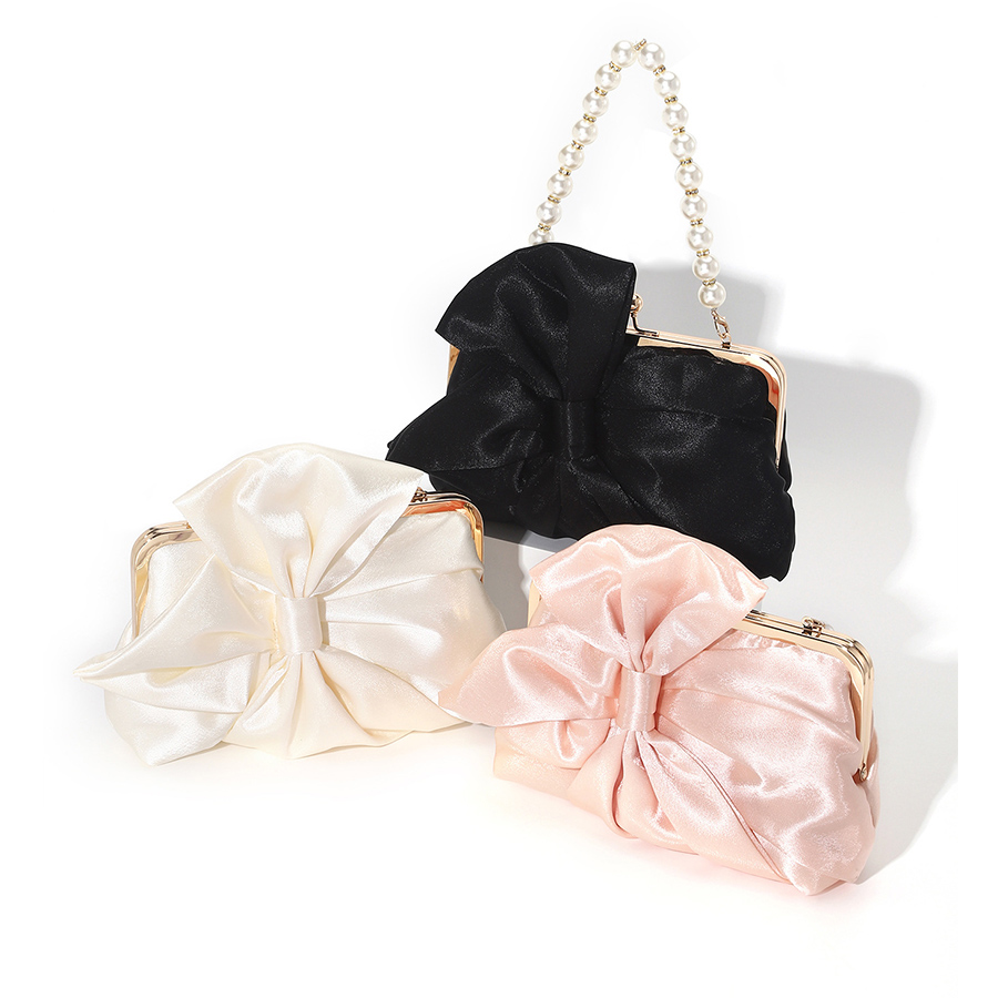Branco cetim grande arco sacos - Evening Bag Beaded avaliação e preço