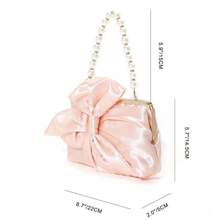 Branco cetim grande arco sacos - Evening Bag Beaded avaliação e preço